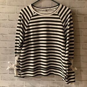 Halogen Striped Sweater w/ Tie Design on Sleeves